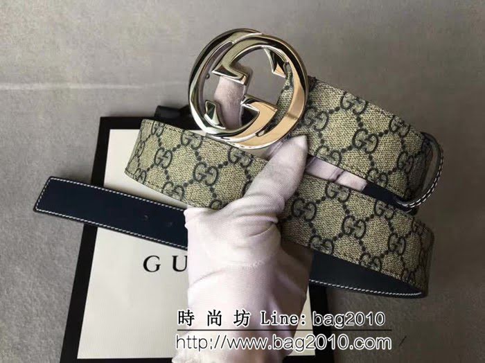 古馳CUCCI 休閒款式 原單經典 高級人造革面 純銅大圓扣 男士皮帶 GHG1033